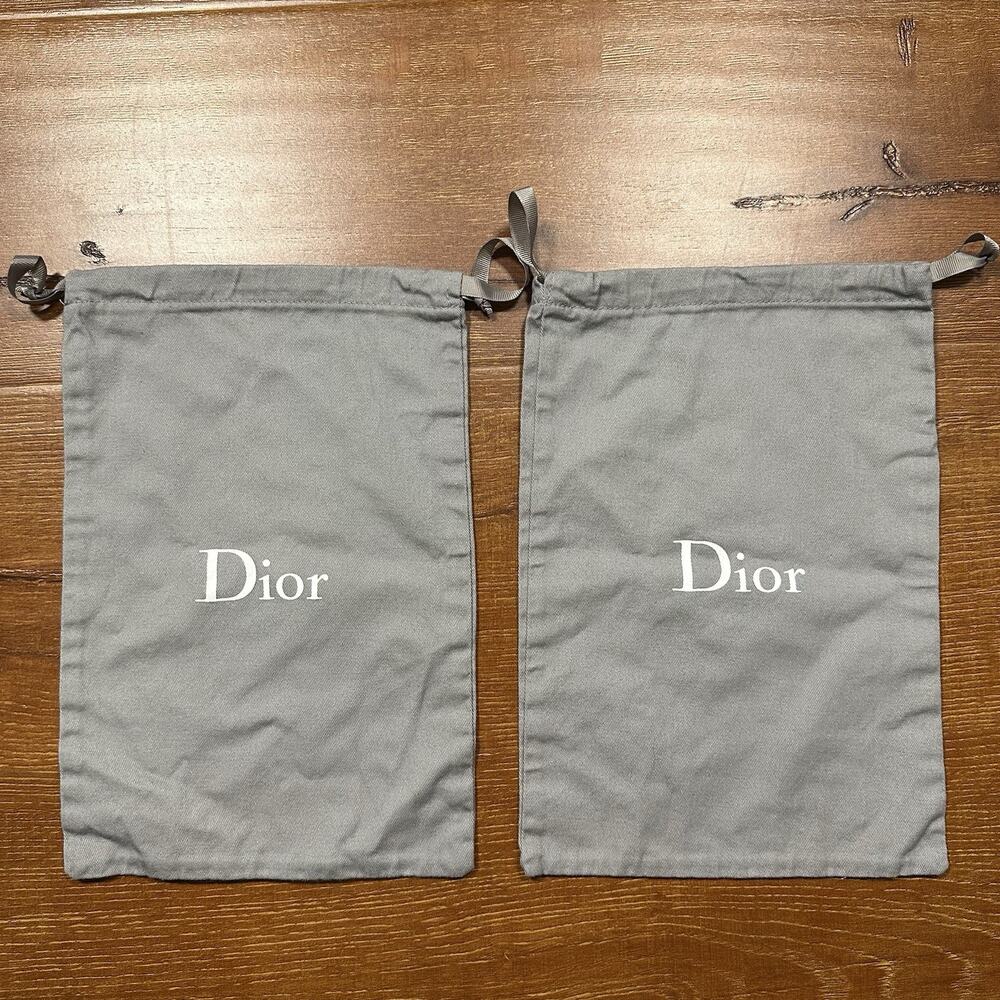 Dior Dust Bags 12"x8" Gray Drawstring Cover Protector Storage Shoes Heels Luxury